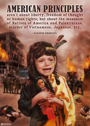 American values, from the massacre of Natives in the U.S., to the massacre of Palestinians