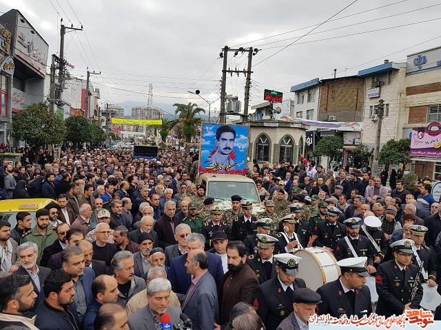 مراسم تشييع پيكر شهيد تازه تفحص شده «مسعود نداف گيلان نژاد» در چالوس