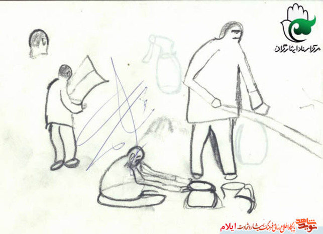  نمونه نقاشی شهید سعید کناریوند از شهدای دانش آموز استان ایلام
