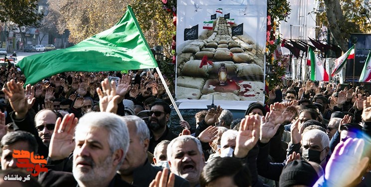 پیکر مطهر هفت شهید گمنام در کرمانشاه تشییع شد+تصاویر