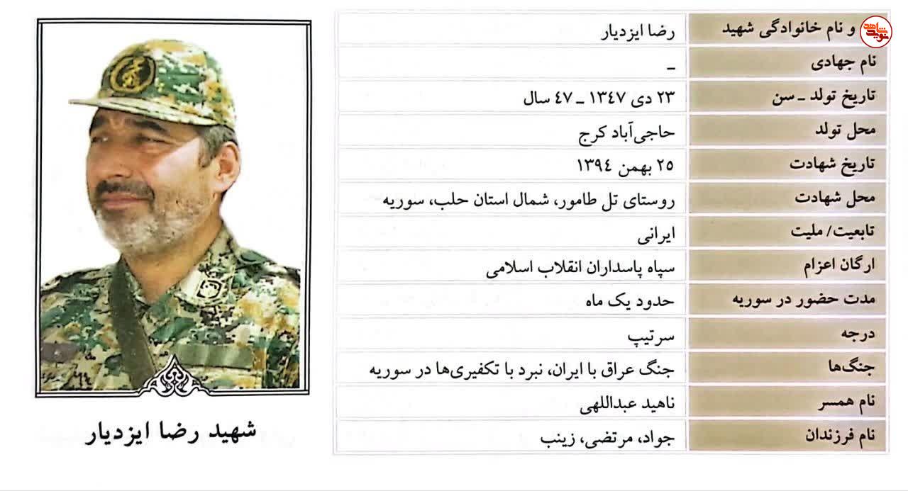 شهادت فرمانده گروهان فاطمیون در حلب؛ روایتی از مجاهدت‌های رضا ایزدیار