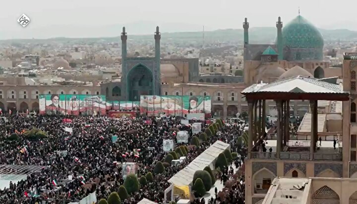 شکوه حضور اصفهانی‌ها از قاب آسمان؛ روایت هوایی از جشن ۴۷ سالگی انقلاب