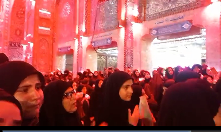 سوگواری پرشور بانوان عراقی در رثای رهبر شهید امت در بین الحرمین