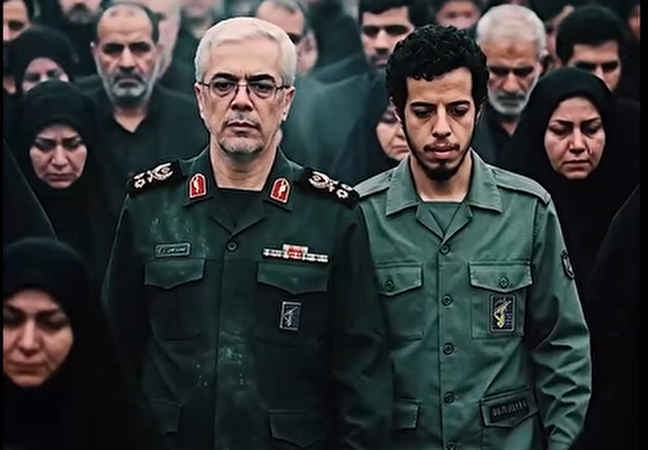 جلوه‌ای از همراهی شهدا با مراسم تشییع رهبر شهید