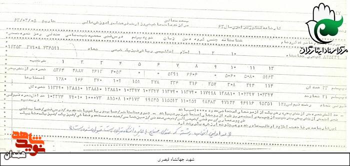 اسناد شهید «جهانشاه قیصری» اسناد شهید «جهانشاه قیصری»