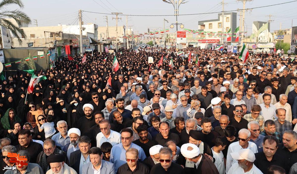 قاب‌های ماندگار از تشییع حماسی شهدای لاوان بر دستان مردم دَیِّر