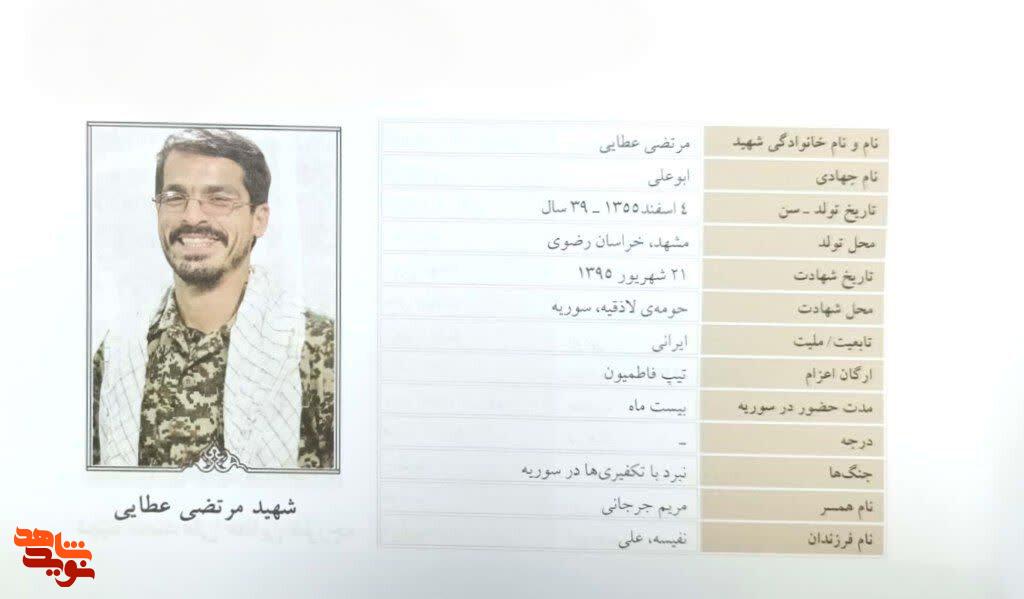 مروری بر زندگی نامه شهید مدافع حرم «مرتضی عطایی» مروری بر زندگی نامه شهید مدافع حرم «مرتضی عطایی»