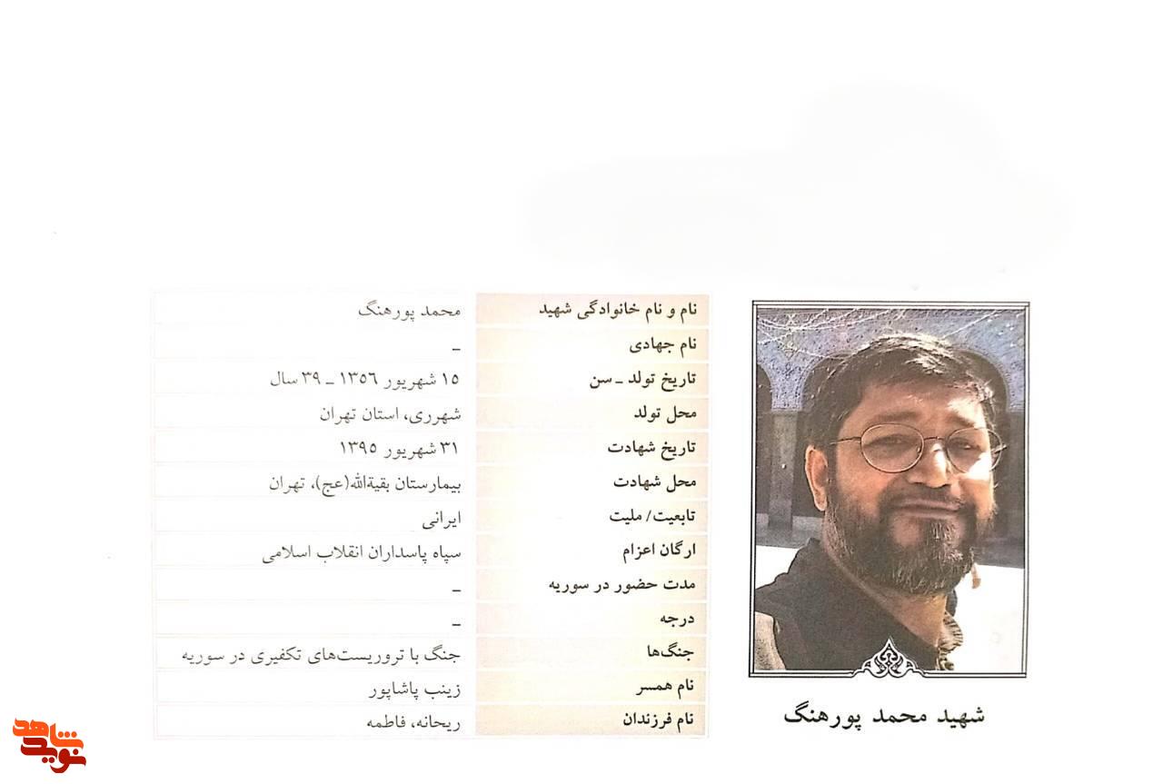مروری بر زندگی نامه شهید مدافع حرم «محمد پورهنگ» مروری بر زندگی نامه شهید مدافع حرم «محمد پورهنگ»
