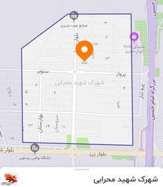 شهرک شهید «شهاب الدین محرابی» واقع در کرمانشاه بزرگراه امام حسین و ضلع شمالی بلوار زن(نقشه هوایی برنامه بلد)