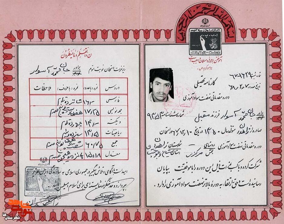 اسناد شهید ارتش «جان‌محمد آسوار»